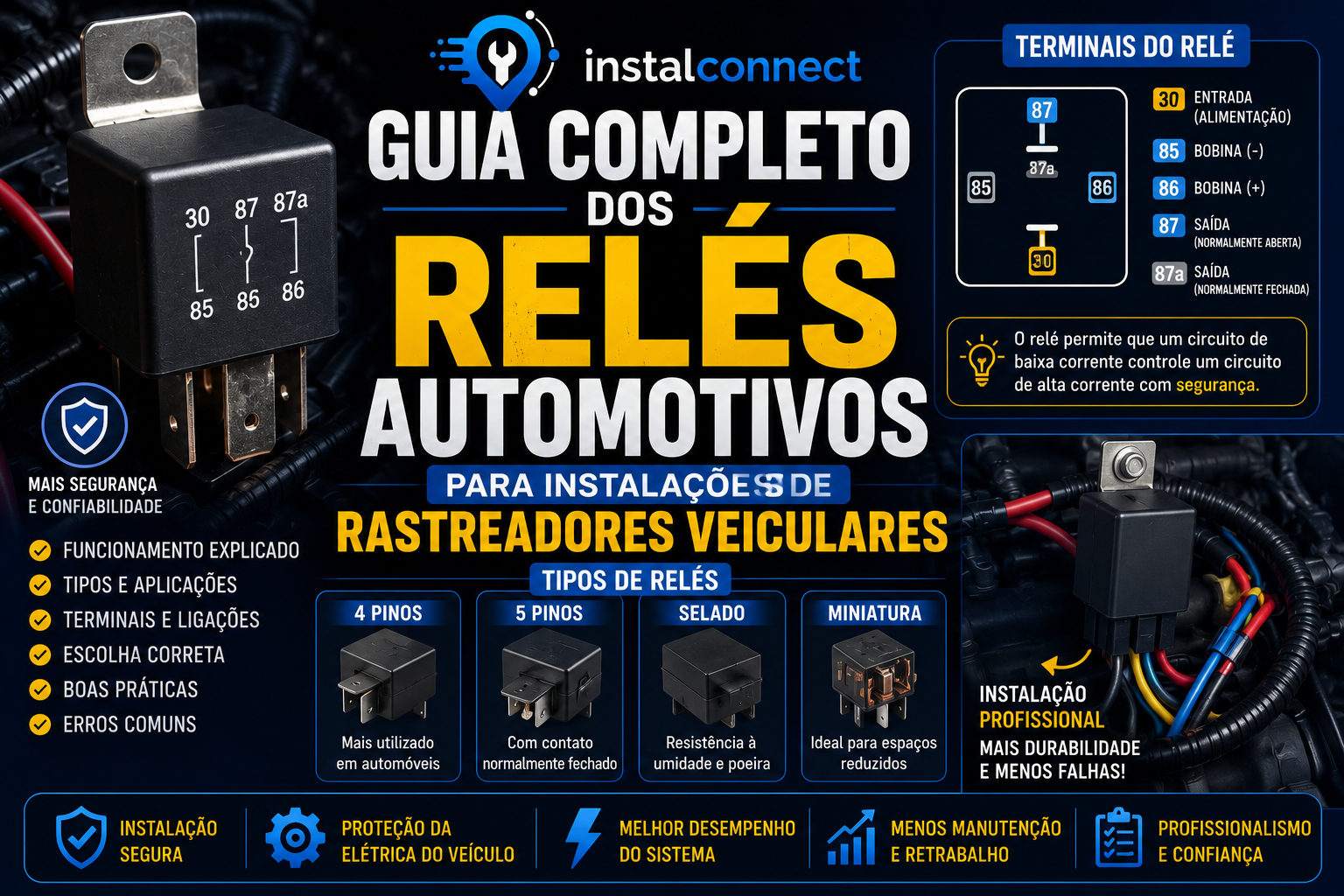 Guia Completo dos Relés Automotivos para Instalações de Rastreadores Veiculares